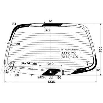 Стекло заднее (крышка багажника) с обогревом CITROEN XSARA PICASSO 99-06 <b>XYG PICASSO RW/H/X</b>