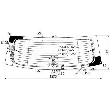 Стекло заднее (крышка багажника) с обогревом в клей VOLKSWAGEN POLO V 3 / 5D HBK 09- <b>XYG POLO-10 RW/H/X</b>