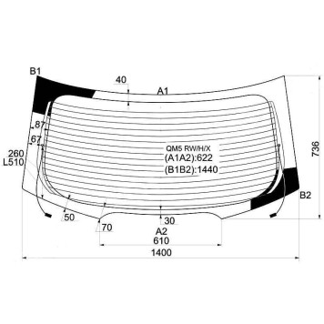 Стекло заднее (крышка багажника) с обогревом RENAULT KOLEOS / SAMSUNG QM5 5D SUV 08- <b>XYG QM5 RW/H/X</b>
