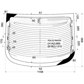 Стекло заднее (крышка багажника) с обогревом NISSAN SKYLINE / INFINITI G3 / 37 01-07 2D CPE <b>XYG R35-2D RW/H/X</b>