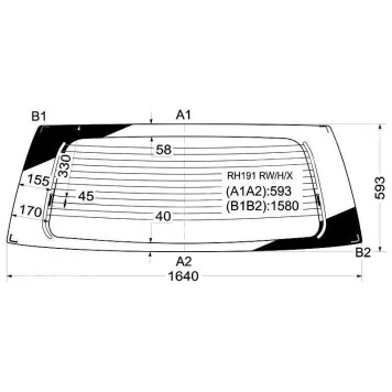 Стекло заднее (крышка багажника) с обогревом TOYOTA HIACE REGIUS WAGON 97- <b>XYG RH191 RW/H/X</b>
