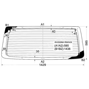 Стекло заднее (крышка багажника) с обогревом TOYOTA HIACE / QUANTUM KDH20 VAN 05- станд. каб., без отв <b>XYG RH200NH RW/H/X</b>