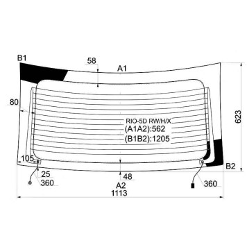 Стекло заднее (крышка багажника) с обогревом KIA RIO 5D HATCHBACK 02- <b>XYG RIO-5D RW/H/X</b>