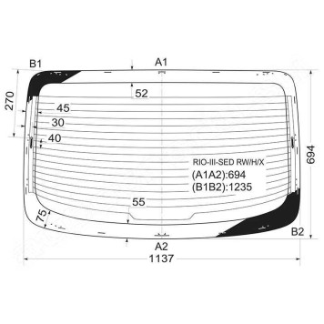 Стекло заднее с обогревом KIA RIO 4D SED (KOREA) 2011- <b>XYG RIO-III-SED RW/H/X</b>