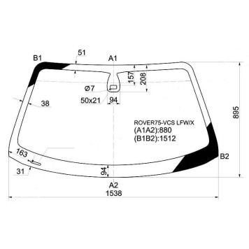 Стекло лобовое в клей ROVER 75 4D SEDAN 2000- <b>XYG ROVER75-VCS LFW/X</b>
