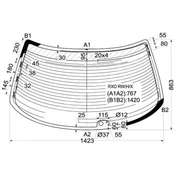 Стекло заднее с обогревом TOYOTA MARK II отверстие 96- <b>XYG RXO RW/H/X</b>