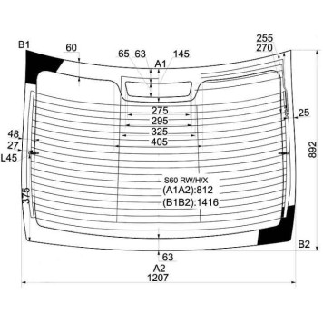 Стекло заднее с обогревом VOLVO S60 4D SEDAN 00- <b>XYG S60 RW/H/X</b>