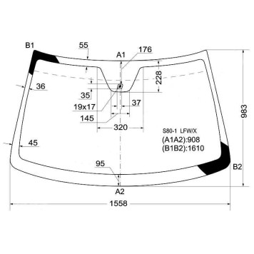 Стекло лобовое в клей VOLVO S80 4D SEDAN 99-2000 <b>XYG S80-1 LFW/X</b>