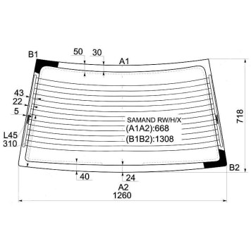 Стекло заднее с обогревом IRAN KHODRO SAMAND SEDAN 2005- <b>XYG SAMAND RW/H/X</b>
