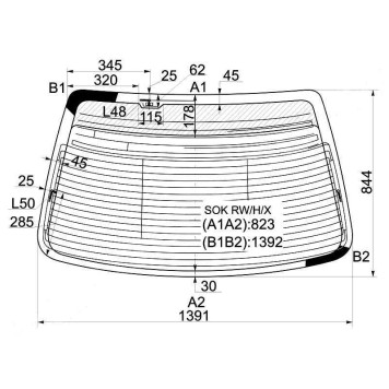 Стекло заднее с обогревом HONDA SABER / INSPIRE / ACURA TL 98-03 <b>XYG SOK RW/H/X</b>