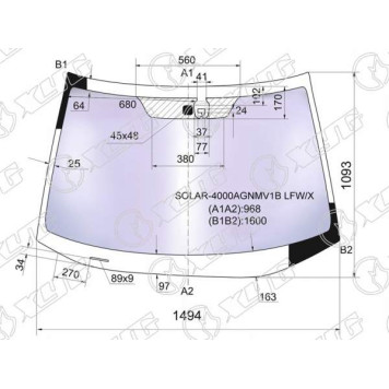 Стекло лобовое в клей HONDA CR-V 2006- <b>XYG SOLAR-4000AGNMV1B LFW/X</b>