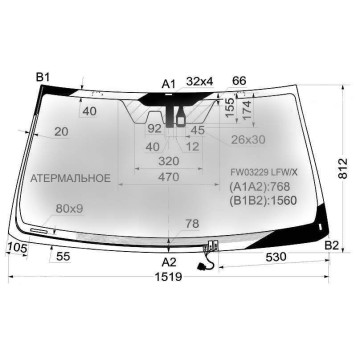 Стекло лобовое с обогревом щеток в клей TOYOTA LAND CRUISER PRADO / LEXUS GX460 2009- <b>XYG SOLAR-FW03229 LFW/H/X</b>