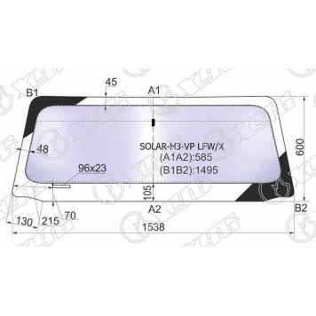 Стекло лобовое атермальное в клей HUMMER H3 05-10 (Solar-X защита от ультрафиолета) <b>XYG SOLAR-H3-VP LFW/X</b>
