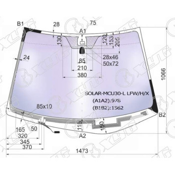 Стекло лобовое атермальное с обогревом щеток в клей LEXUS RX300 / 330 03-09 (Solar-X защита от ультра <b>XYG SOLAR-MCU30-L LFW/H/X</b>
