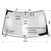 Стекло лобовое атермальное в клей MERCEDES-BENZ ML-CLASS W164 2005- / GL-CLASS X164 2006- (Sol <b>XYG SOLAR-W164-YVCSP LFW/X</b>