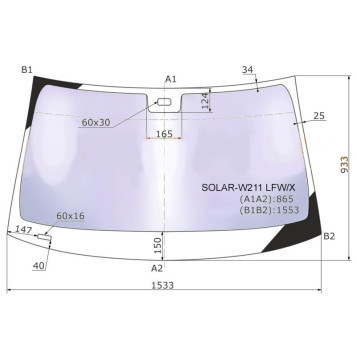 Стекло лобовое в клей MERCEDES-BENZ E-CLASS W211 02-09 4 / 5D <b>XYG SOLAR-W211 LFW/X</b>