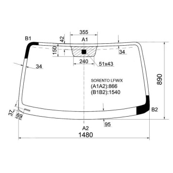 Стекло лобовое в клей KIA SORENTO I 02-09 <b>XYG SORENTO LFW/X</b>