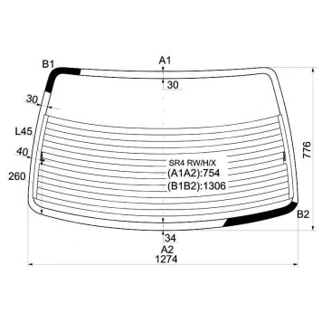 Стекло заднее с обогревом HONDA CIVIC 91-95 4D <b>XYG SR4 RW/H/X</b>