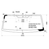 Стекло лобовое в клей SSANGYONG KORANDO WAGON 1996- / TAGER ( ТАГАЗ ) 2008- <b>XYG SSANGYONG-98 LFW/X</b>