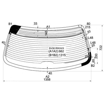 Стекло заднее с обогревом TOYOTA CAMRY SEDAN 90-94 <b>XYG SV30 RW/H/X</b>