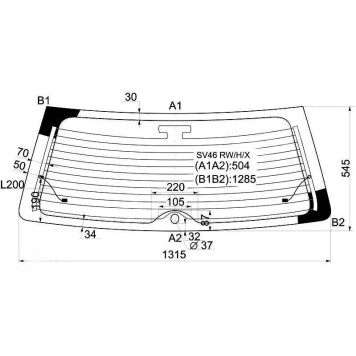 Стекло заднее (крышка багажника) с обогревом TOYOTA CAMRY GRACIA WGN / MARK II QAULIS 96-01 <b>XYG SV46 RW/H/X</b>
