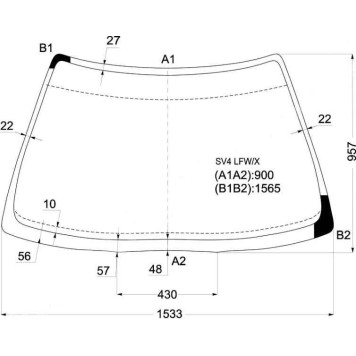 Стекло лобовое в клей HONDA ACCORD 93-97 4 / 5D <b>XYG SV4 LFW/X</b>