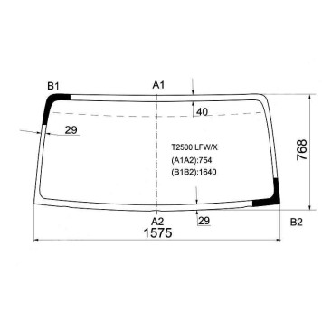 Стекло лобовое в клей MAZDA T2500 TITAN / ISUZU ELF TRUCK 2000- (STD-TRUCK) <b>XYG T2500 LFW/X</b>