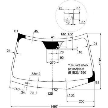 Стекло лобовое в клей HONDA ACCORD 08- / ACURA TSX 09- 4 / 5D <b>XYG TLO-L-VCS LFW/X</b>