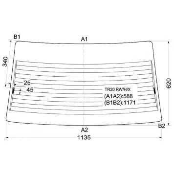 Стекло заднее (крышка багажника) с обогревом TOYOTA ESTIMA WAGON 92- <b>XYG TR20 RW/H</b>