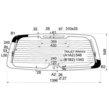 Стекло заднее (крышка багажника) с обогревом HYUNDAI TRAJET 00-08 <b>XYG TRAJET RW/H/X</b>