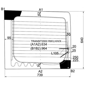 Стекло заднее (распашной двери) левое с обогревом FORD TRANSIT VAN 2000- <b>XYG TRANSIT2000 RW/LH/H/X</b>