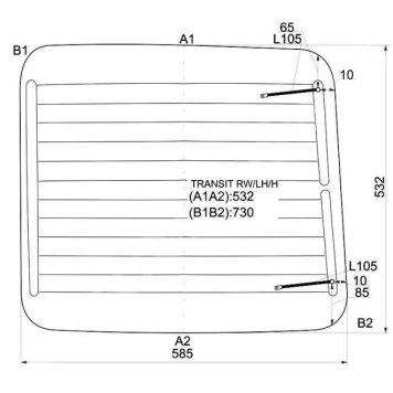 Стекло заднее (распашной двери) левое с обогревом FORD TRANSIT VAN 1985- <b>XYG TRANSIT RW/LH/H</b>
