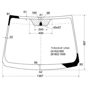 Стекло лобовое в клей TOYOTA WISH 09- <b>XYG TY-RV2-R-CP LFW/X</b>