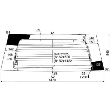 Стекло заднее (крышка багажника) с обогревом NISSAN BASSARA 99-03 <b>XYG U32 RW/H/X</b>