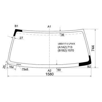 Стекло лобовое в клей ISUZU TROOPER / BIGHORN / OPEL MONTEREY / HONDA HORIZON 1991-2002 3 / 5D <b>XYG UBSV17-V LFW/X</b>