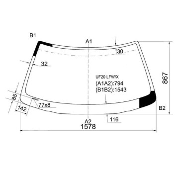 Стекло лобовое в клей LEXUS LS400 / CELSIOR 94-00 <b>XYG UF20 LFW/X</b>