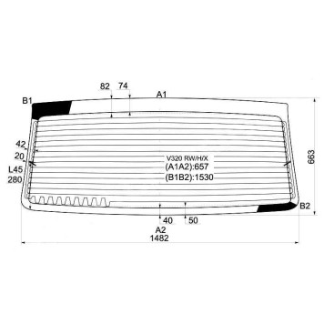Стекло заднее (крышка багажника) с обогревом в клей MERCEDES-BENZ V-CLASS / VITO W638 96-03 <b>XYG V320 RW/H/X</b>