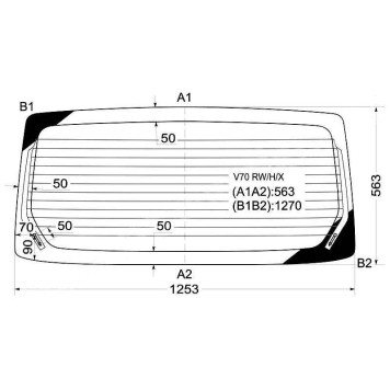 Стекло заднее (крышка багажника) с обогревом MITSUBISHI PAJERO 5-DOOR 2000- <b>XYG V70 RW/H/X</b>