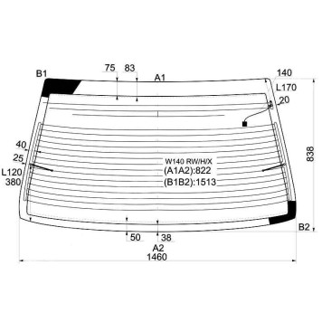 Стекло заднее с обогревом MERCEDES BENZ S-CLASS W140 91-98 <b>XYG W140 RW/H/X</b>