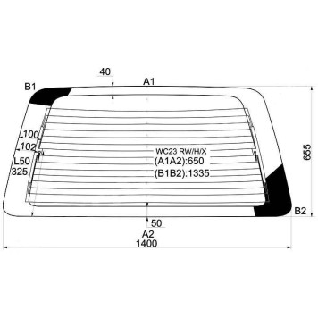 Стекло заднее (крышка багажника) с обогревом NISSAN SERENA 91-99 в клей <b>XYG WC23 RW/H/X</b>
