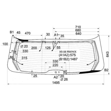 Стекло заднее (крышка багажника) с обогревом в клей BMW X5 E70 06-13 <b>XYG X5-06 RW/H/X</b>