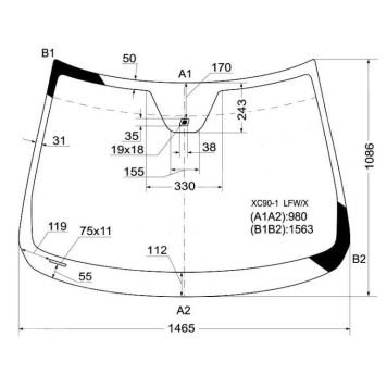 Стекло лобовое в клей VOLVO XC90 4D UTILITY 2003- <b>XYG XC90-1 LFW/X</b>