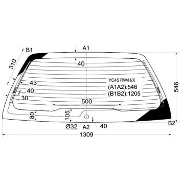 Стекло заднее (крышка багажника) с обогревом MITSUBISHI LEGNUM WAGON 96- <b>XYG YC45 RW/H/X</b>