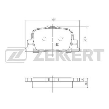 Колодки торм. диск. зад Geely Vision 05- Lifan Solano (620) 08- Toyota Caldina III 02- Camry (V20 <b>ZEKKERT BS-1865</b>