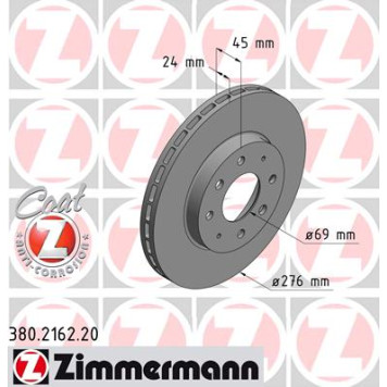 Диск торм MITS GALANT 06.01-> F <b>ZIMMERMANN 380216220</b>
