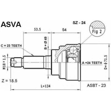 Шрус наружный 24x49x23 12 <b>ASVA SZ24</b>