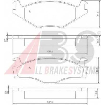 Колодки тормозные дисковые для VW CADDY, GOLF, JETTA, PASSAT, SANTANA, SCIROCCO, VENTO <b>A.B.S. 36536 / 20596</b>