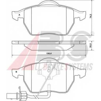 Колодки тормозные дисковые для AUDI A4(8D2, 8D5, 8E2, 8E5, 8EC, 8ED, 8H7, 8HE, B5, B6, B7), A6(4A, 4B2, 4B5, C4, C5) / SKODA SUPERB(3U4) / VW PASSAT(3B2, 3B3, 3B5, 3B6) <b>A.B.S. 37156</b>