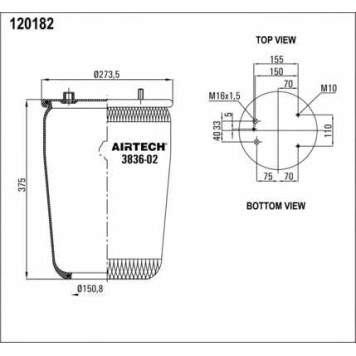Кожух пневматической рессоры AIRTECH 120182 / 3836-02 P-1