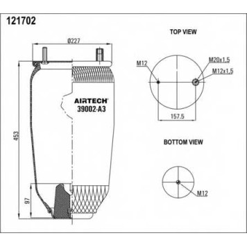 Кожух пневматической рессоры AIRTECH 121702 / 39002-A3/01P-1